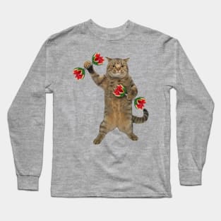 cat curling Long Sleeve T-Shirt